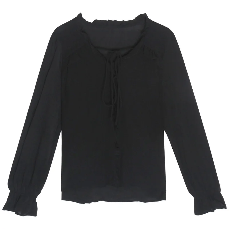 Женская кружевная рубашка с V-образным вырезом длинным рукавом | одежда