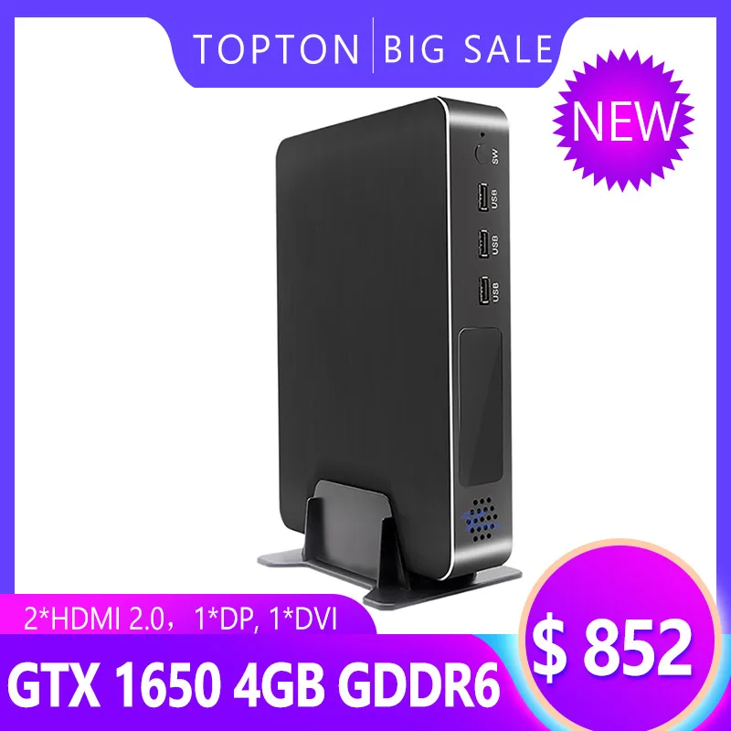 Настольная версия игровой мини-ПК Intel Core i7-9700 8 ядер потоков GeForce GTX 1650 GDDR6 2 * HDMI2.0 1 DP