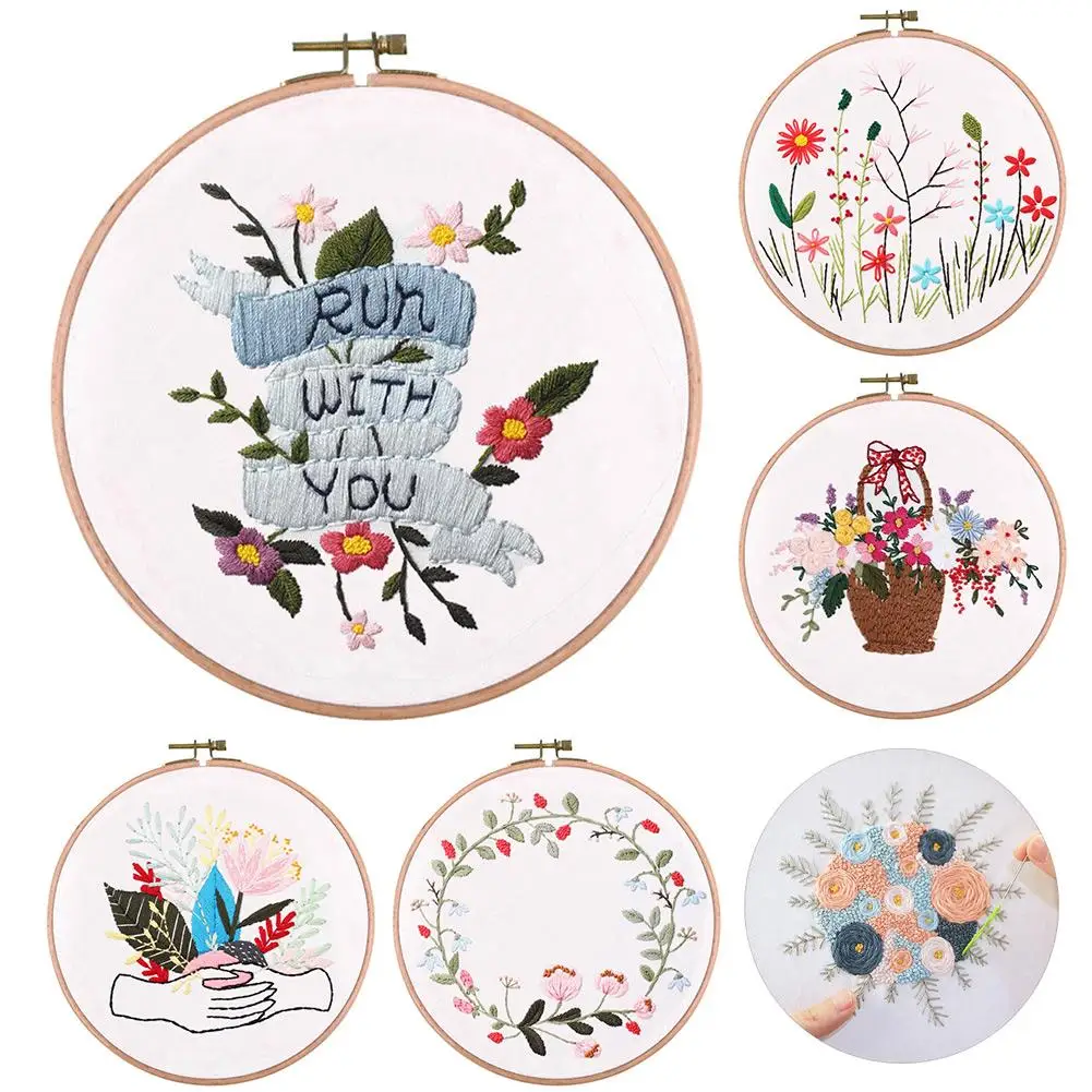 Набор для вышивки сделай сам рукоделие с цветочным рисунком и надписью