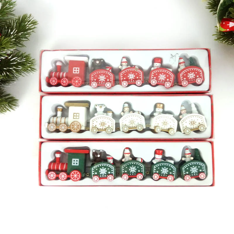 Adorno de tren de Navidad de madera, decoraci&oacute;n de Navidad para el hogar, regalo de Santa Claus, manualidades de juguete, mesa decorativa, A&ntilde;o Nuevo 2022-1