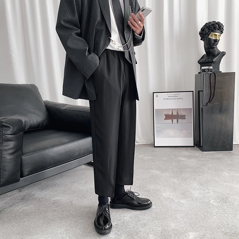 Черные мужские модные деловые повседневные классические брюки, Мужская Уличная одежда, свободные прямые брюки, мужские повседневные штаны ... от AliExpress WW
