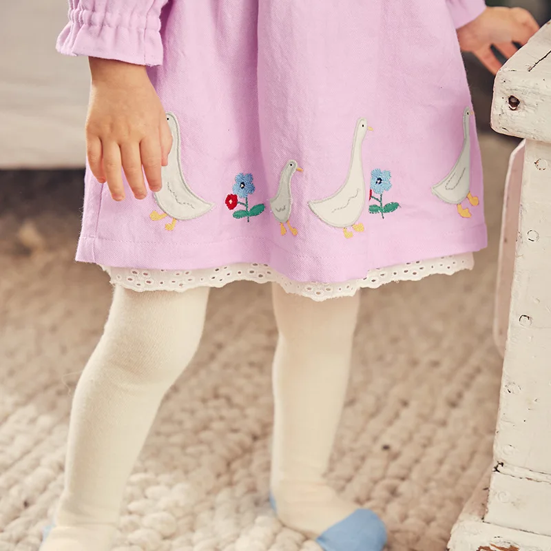 Little maven/Модная брендовая осенняя одежда для маленьких девочек; фиолетовые хлопковые платья с аппликацией животных для маленьких девочек; S0528