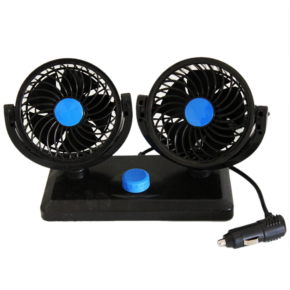 

Universal 12/24V Car Fan Silent Double Head Rotating Fan Car Vehicle Truck Van Summer Cooling Air Fan Car Accessories Interior