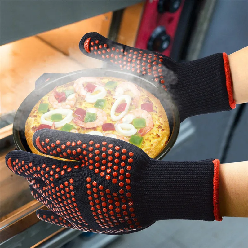 

BBQ High Temperature Resistance Oven Mitts 500/800 Degree Insulation Microwave Gloves Fireproof Anti-scalding Silicone Mitten