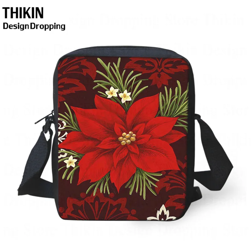 THIKIN с изображением рождественского цветка печать курьерские Сумки для женщин