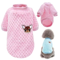 cozy soft plush pet dog sweater clothes pajamas small winter cat kitten jumper coat embroidery coral fleece puppy sweater coat