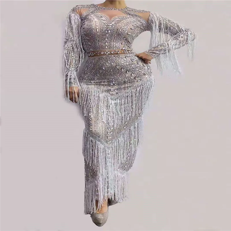 Комбинезон Q113 с кисточками и длинными рукавами цепочка со стразами жемчугом