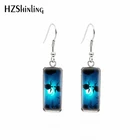 2021 новые прямоугольные серьги в виде морских черепах под водой, художественная роспись, серьги с крючком, стеклянный кабошон, ювелирные изделия ручной работы