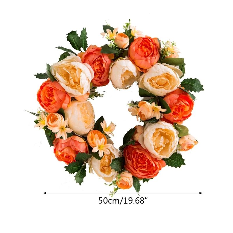 

Peony Flower Wreath Handmade Artificial Garland Front Door Wall Wedding Party Decor Dropshipping