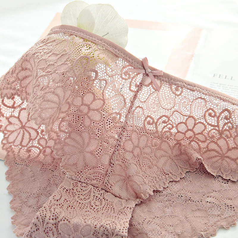 

Women Sexy Underwear Low Waist Lace Seamless Underpant Jacquard Hollow Temptation Panties Cotton Crotch Erotic Lingerie Briefs