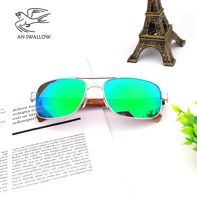 Оригинальные новые модные ретро деревянные солнцезащитные очки с металлической