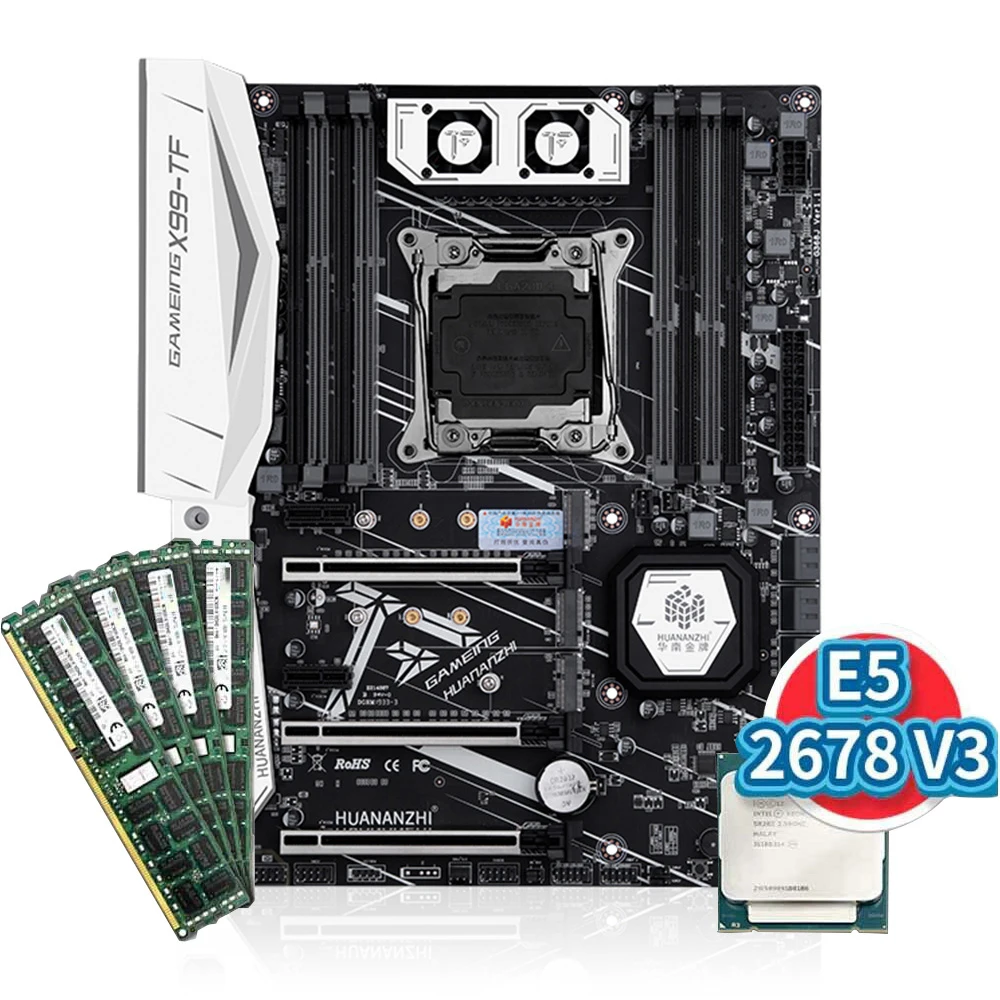 

X99 TF X99 материнская плата с Intel E5 2678 V3 с 4*8G DDR3 ECC память комбинированный комплект SATA 3,0 USB 3,0