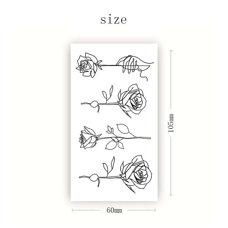 

Sketch Rose Flowers Waterproof Temporary Tattoo Sticker Hand Lines Design Fake Tattoos Flash Tatoos Arm Chest Body Art for Women