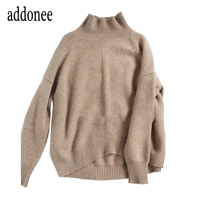 Женские кашемировые свитера плотные повседневные однотонные с высоким воротом |