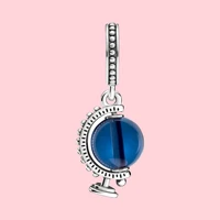 classic real 925 sterling silver blue globe charm bead pendant fit original pandora bracelet bangle gift for friend lover family