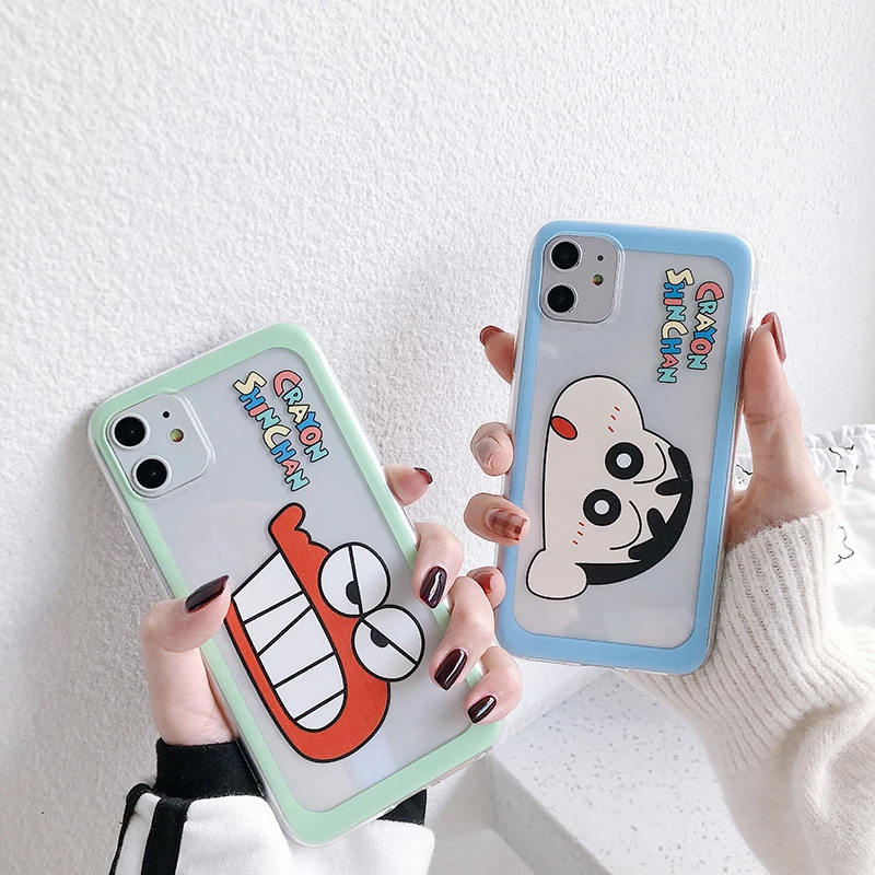 

Симпатичный мультяшный Crayon Shin-chan Прозрачный чехол для телефона iPhone 12 pro /11 /13 Pro Max /7 8 Plus / X/XR/XSMAX Bandai Аниме Чехол