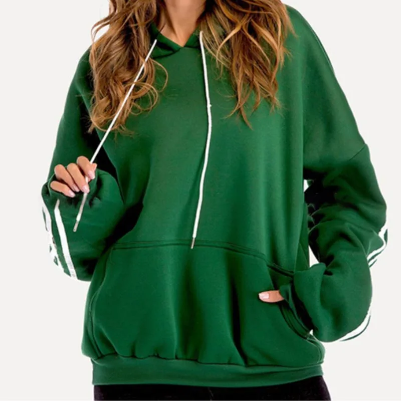 Свитер женский с капюшоном однотонный длинным рукавом | Женская одежда