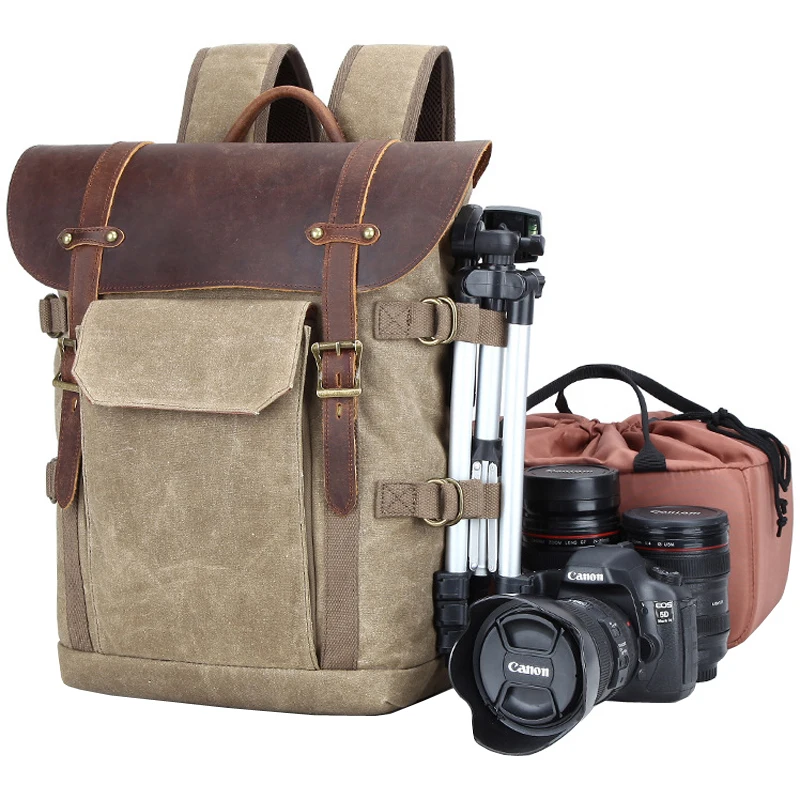 Водонепроницаемый холщовый рюкзак батик с камерой для фото открытый портативный