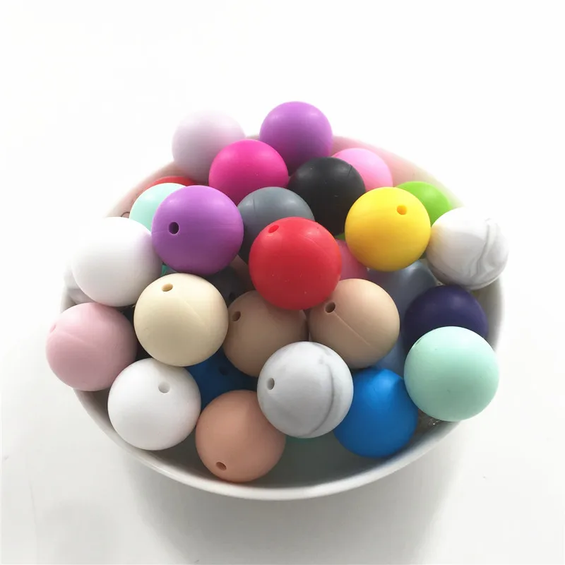 500pcs 19mm BPA Free Loose Round Silicone Baby Pacifier Teether Beads DIY Bracelets Chewing Jewelry Teethers Necklace