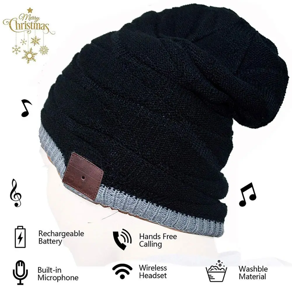 2020 Беспроводной Bluetooth V4.2 шапочка вязаная плюс бархат зимняя музыкальная шапка