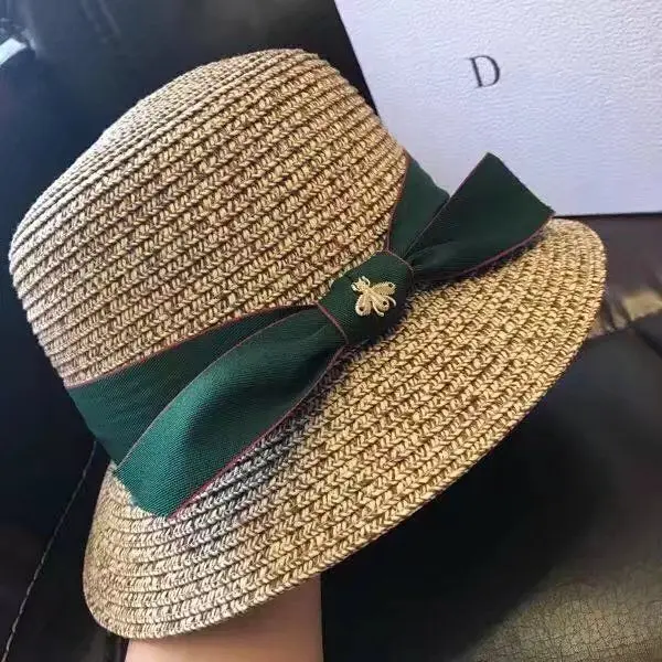

New Handmade Natural Wide Brim Straw Hat Patchwork Summer Beach Hat Elegant Ribbon Flat Lady Derby Dress Sun Hat Canotier
