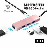fdbro usb c hub 4 ports usb type c 3 0 multiport splitter adapter expansion dock with charging port for macbook xiaomi laptop