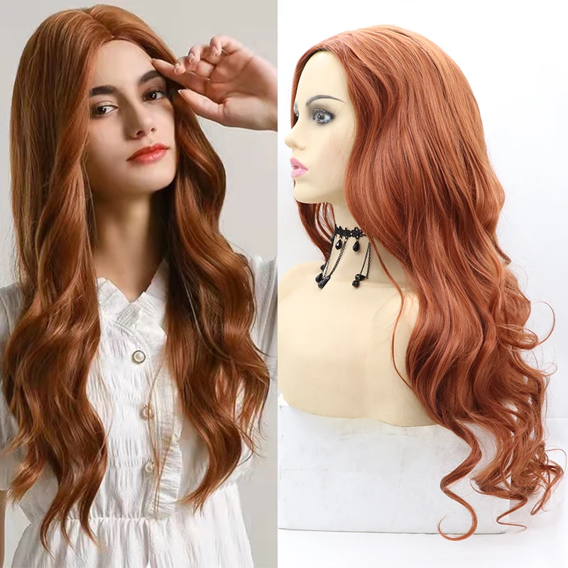 

Парик для косплея черных женщин Ginger Long, кудрявый, недорогой, машинная работа, волнистый, натуральный, красный, бордовый, 99J, парик средней час...