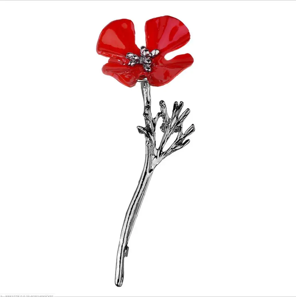 

Useful New 1PC Fashion Red Poppy Flower Brooch Vintage Collar Pins For Women Men Jewelry Brooches Pins H0176