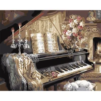 frame europe piano diy painting by numbers wall art picture hand painted oil painting on canvas for room wall artwork