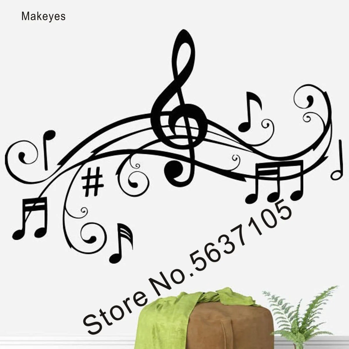 Настенная Наклейка Makeyes Music Notes искусство виниловый дизайн музыкальная роспись