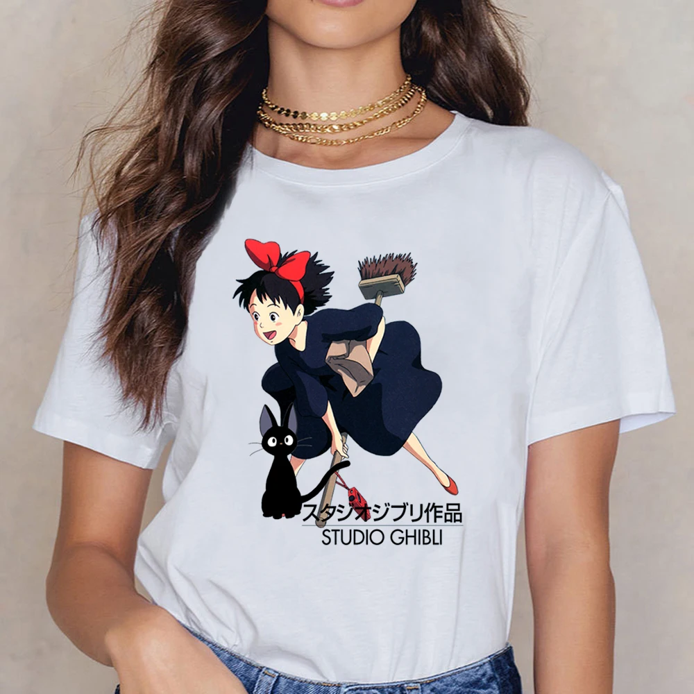 Женские футболки Kiki и Джиджи Studio Ghibli Модная белая хлопковая женская