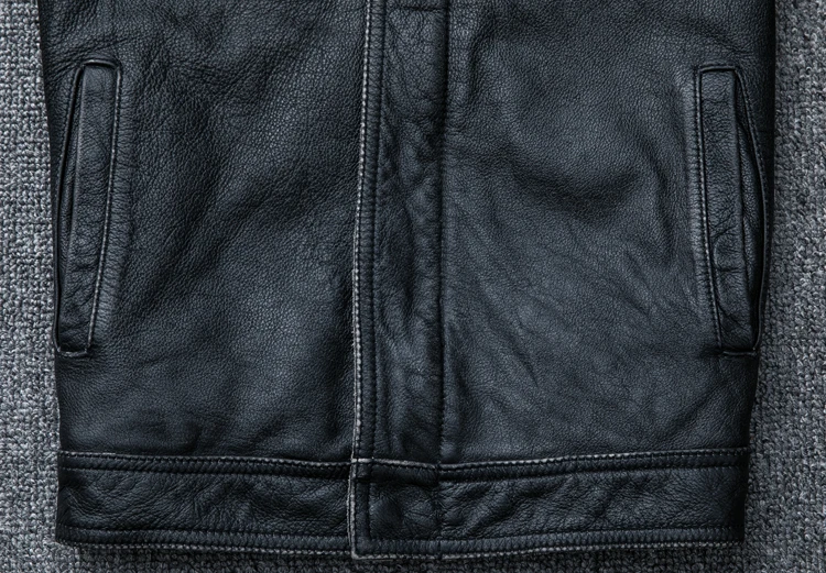 AMEKAJI head layer cowhide retro stone mill do old leather leather motorcycle leather jackets men brief paragraph