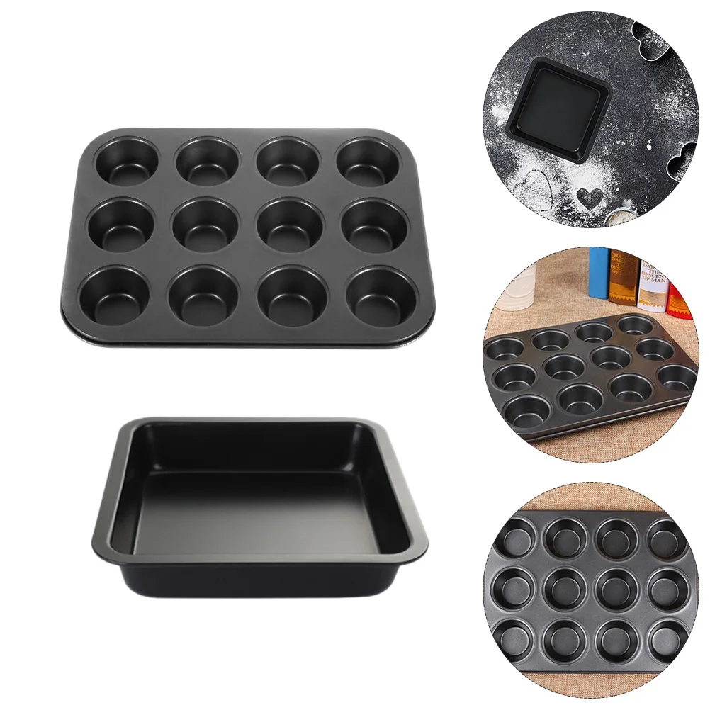 

5pcs Toast Pizza Cake Baking Supplies Baking Mold Kit for Home Kitchen (Black)