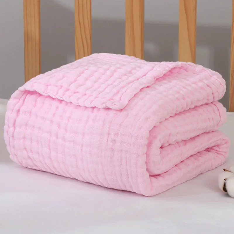 Pink Детское одеяло для пеленания из муслина для новорожденных, детское постельное белье для мальчиков и девочек, банное полотенце, хлопковое покрывало для коляски, пеленание для младенцев - Цвет: Pink