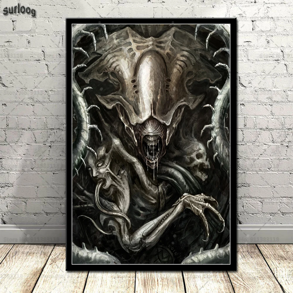 Картина на холсте Hr Giger Li II Alien настенный постер с изображением инопланетянина