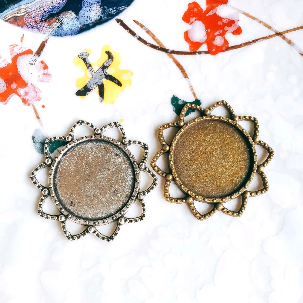 Античный бронзовый серебристый цвет 20 мм стеклянные заготовки под кабошон