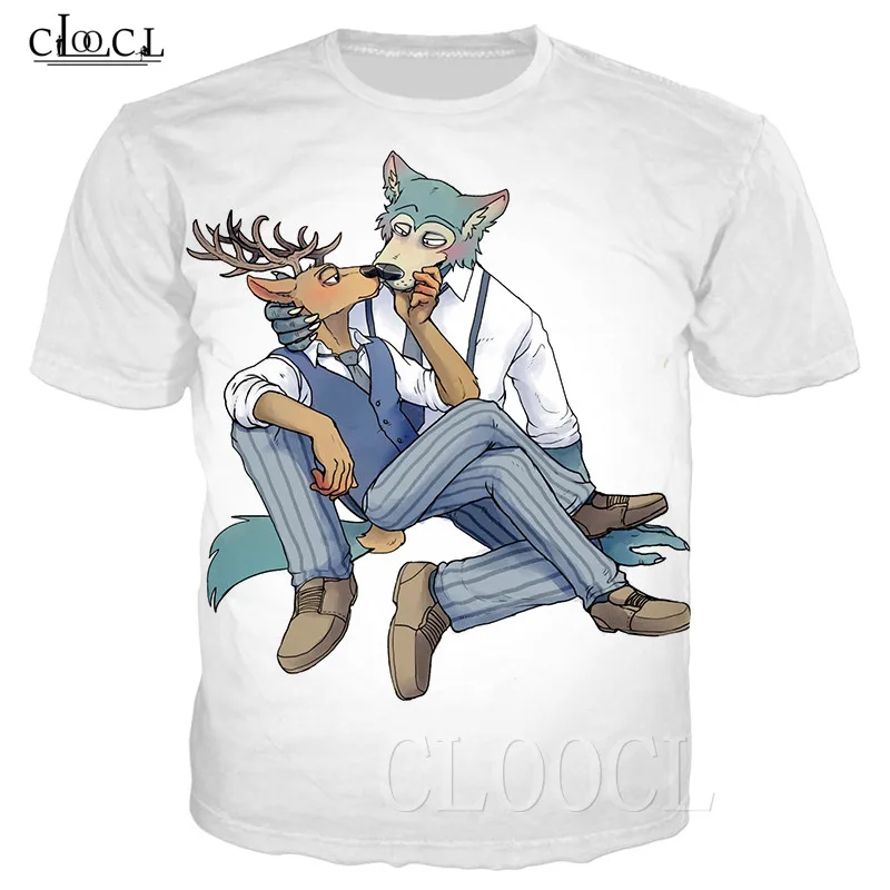 Футболка с изображением японского аниме BEASTARS спортивные белые футболки 3D