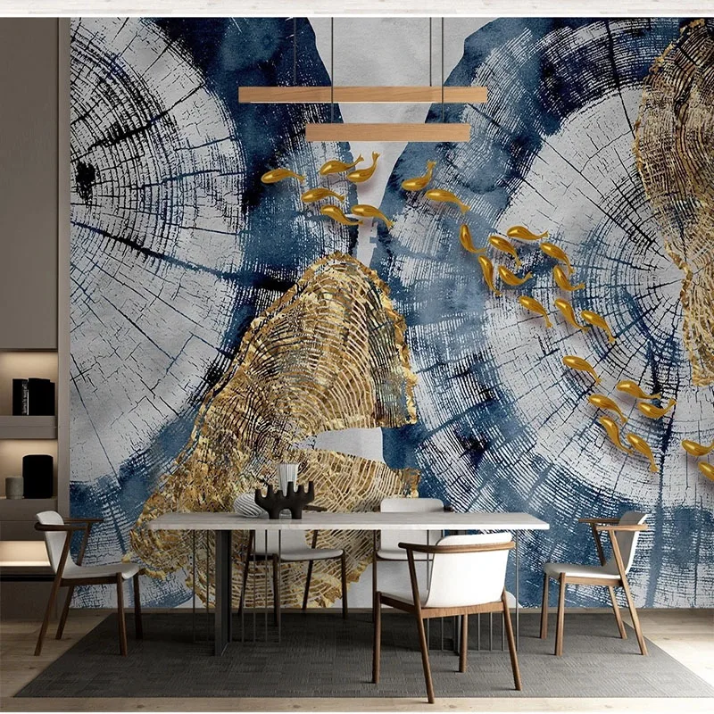 Обои на заказ 3D простые легкие роскошные ежегодные кольца кои абстрактные