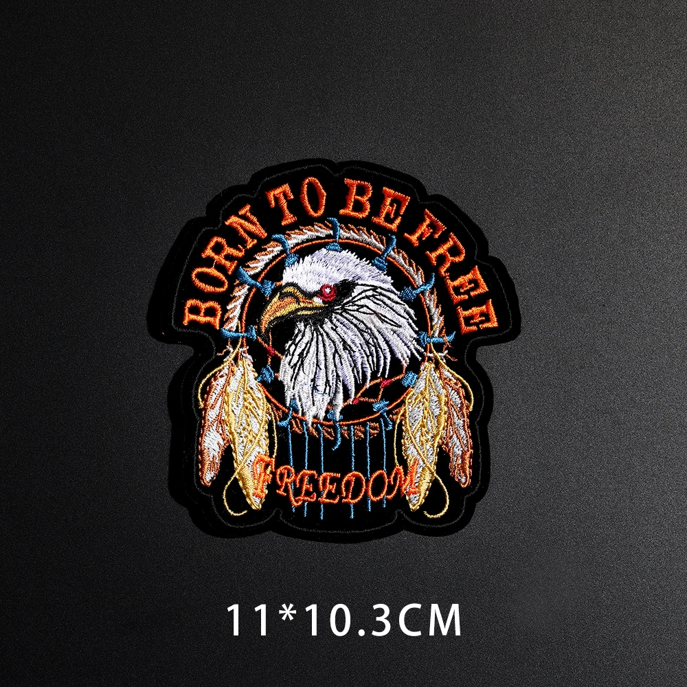 

Cool Eagle Paw Live to Ride Embroidery Patches for Clothes Iron on Punk Biker Motorcycle Born To Be Free Applique Stripe Sticker