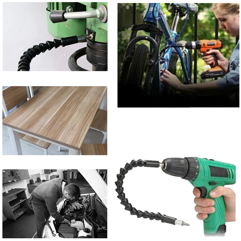 

105 Degree Right Angle Drill Attachment and Flexible Angle Extension Bit Kit for Drill or Screwdriver 1/4" Socket Adapter Tool