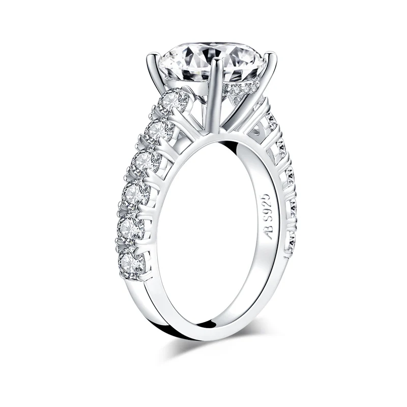 AINUOSHI, модные, 925 пробы, серебряные, 10 мм, большой ореол, круглая огранка, обручальное кольцо, имитация бриллианта, свадебные, 3.5ct, свадебные ювелирные кольца
