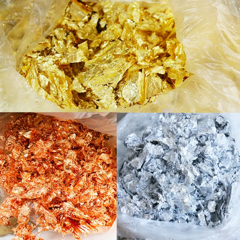 1kg Imitation Gold Leaf Flakes, Silver Leaf Flakes,Pure Copper Leaf Flakes, Fragment for Decoration, Three Colors for Optional