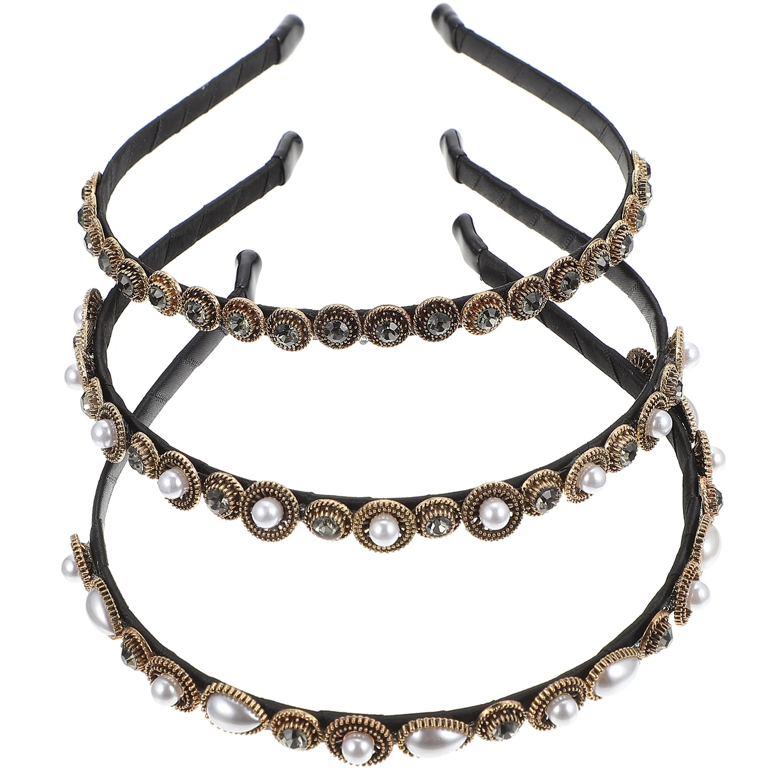 

3Pcs Baroque Pearl Style Hairbands Girl Pearl Headbands Exquisite Female Hairbands