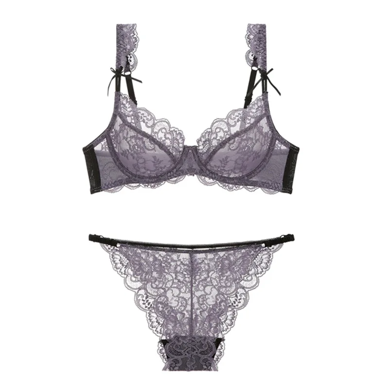 Французский высококачественный пикантный кружевной комплект с бюстгальтером