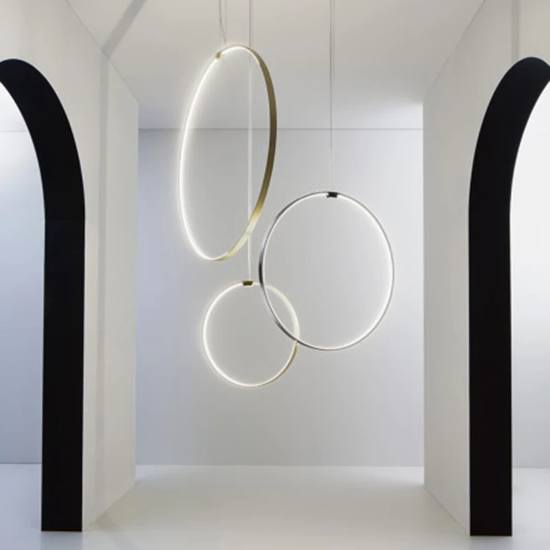 

Postmodern simple circle small chandelier Nordic personality villa living room stairs clothing store hotel restaurant bar
