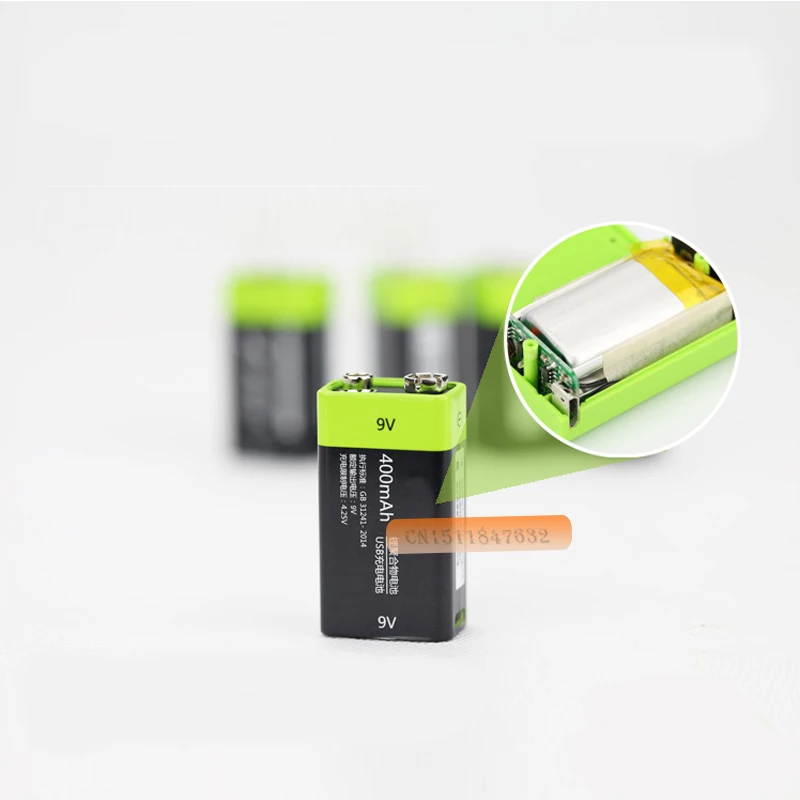 2 шт. перезаряжаемые литий полимерные батареи ZNTER S19 9 В 400 мАч + 1USB кабель|battery battery