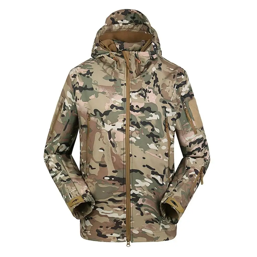 Tree camouflage Военная Тактическая мужская куртка из кожи акулы мягкая оболочка водонепроницаемая ветрозащитная ветровка износостойкая Теплая мужская куртка - Цвет: Tree camouflage
