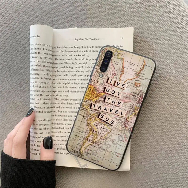 

0 travel map Phone Case For Samsung A40 A31 A50 A51 A71 A20E A20S S8 S9 S10 S20 Plus note 20 ultra