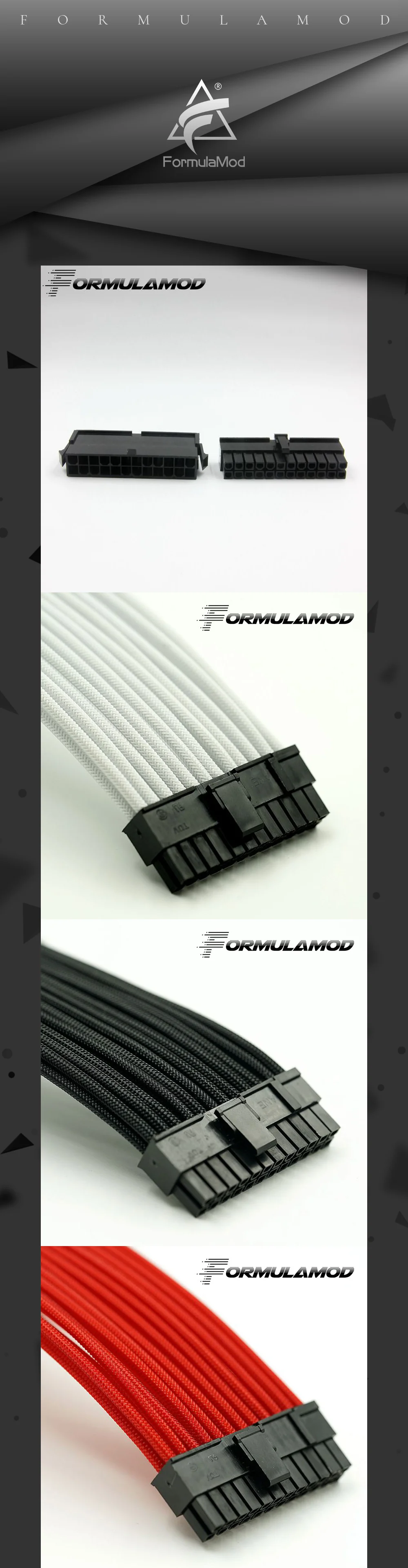 FormulaMod Fm-ATX24P-A, ATX 24Pin материнская плата удлинитель, 18AWG 24Pin многоцветные соответствующие кабели расширения