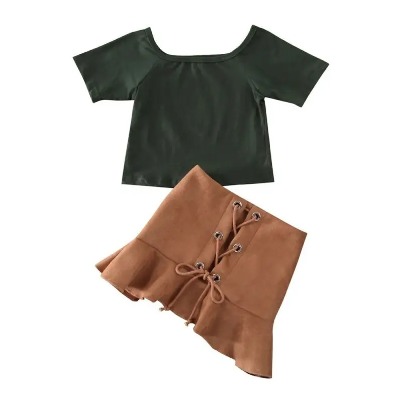

2PCS Toddler Kid Baby Girl Clothes Tops T-Shirt+Skirt Outfit Summer Short Sleeve Child Girl Clothing Sets